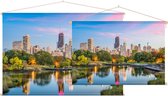 De sfeervolle Chicago skyline vanaf Lincoln Park - Foto op Textielposter - 60 x 40 cm