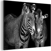 Wanddecoratie Metaal - Aluminium Schilderij Industrieel - Dierenprofiel zebra's in zwart-wit - 160x120 cm - Dibond - Foto op aluminium - Industriële muurdecoratie - Voor de woonkamer/slaapkamer