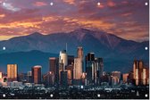 Panorama van Los Angeles met zonsondergang - Foto op Tuinposter - 90 x 60 cm