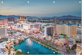 Luchtfoto van de skyline en Las Vegas Strip bij dauw - Foto op Tuinposter - 225 x 150 cm