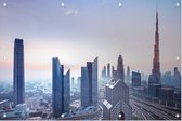 Een mysterieuze skyline van het Dubai City Center - Foto op Tuinposter - 150 x 100 cm