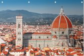 De oranje daken en kathedraal van Florence - Foto op Tuinposter - 90 x 60 cm
