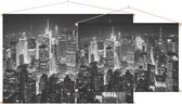 Zwart en wit luchtfoto van downtown New York City - Foto op Textielposter - 45 x 30 cm