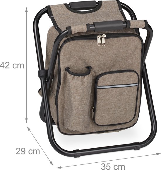 camping krukje - inklapbaar - 42x35x29 cm - rugzak kruk - polyester - beige van Merkloos — afbeelding 2