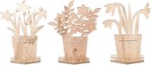 - bloemen in pot hout 27.5x15.5x36cm 1pc mix box a / 3 - mixed - 275x155x361