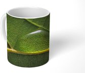 Mok - Foto van waterdruppel op een botanisch blad - 350 ML - Beker