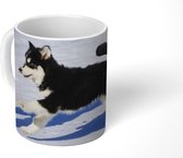 Mok - Husky puppy rent over de sneeuw - 350 ML - Beker