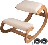 Ergonomische Kniestoel - Knie Krukje - Balansstoel - Linen Bureaustoel - Bureaukruk - Computer Kruk - Berkenhouten Frame