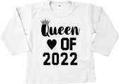 Shirt met tekst Queen 2023-shirt meisje nieuwjaar-Maat 122/128