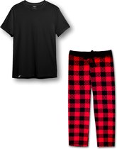 Zipster Damen Bamboe Pyjama set - Super Zacht - Plaid Rood Zwart - Maat XL