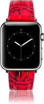 Geschikt voor Apple Watch Bandje - Croco Rood Leer - Series 1/2/3/4/5/6/7/SE - 42/44/45mm - Rosé Gold Connectors - Oblac®