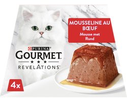 Kattenvoer Mousse GOURMET - Rundvariant, Zachte Textuur - 4x57gr, Compleet en Zonder Kunstmatige Toevoegingen