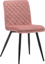 IN-HOME Eetkamerstoelen Set van 8 Bastion - Roos - Metaalpoot - Fluweel - Velvet eetstoel