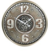 Clock Gear Silver 80 cm diameter - draaiende tandwielen - geluidloos - klok - horloge - industriestijl - industrieel - cadeau - geschenk - relatiegeschenk - kerst - nieuwjaar - ori