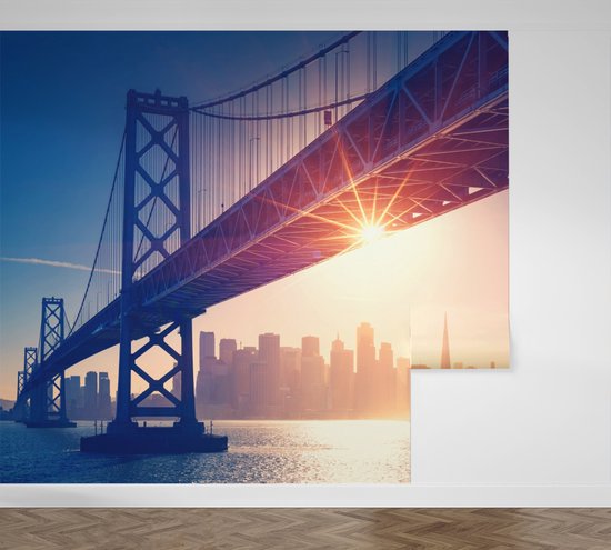 De skyline van de San Francisco Oakland Bay Bridge - Fotobehang (in banen) - 450 x 260 cm