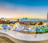 Paysage urbain de Barcelona depuis le célèbre parc Güell, - Papier peint photo (en ruelles) - 450 x 260 cm