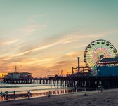 Santa Monica pier bij zonsondergang in Los Angeles - Fotobehang (in banen) - 450 x 260 cm