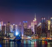 Indrukwekkende skyline van New York in neon verlichting - Fotobehang (in banen) - 450 x 260 cm
