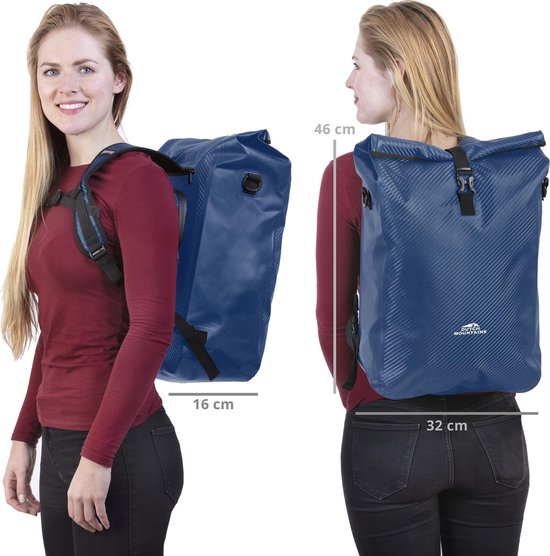 Dutch Mountains Enkele Fietstas Rugzak 28 Ltr - 100% Waterdicht - Fietstas, Schoudertas en Rugtas in 1 - Blauw van Dutch Mountains — afbeelding 5