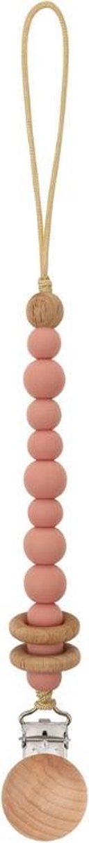 Grannies - speenkoord Timmy - speenketting - siliconen kralen - houten ringen - houten clip - babyshower cadeau - roze