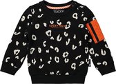 Lucky No.7  sweater AOP black leopard maat 110/116