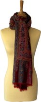 Kani pashmina sjaal - bordeauxrode damessjaal met meerkleurig Kani design - 100% kasjmier