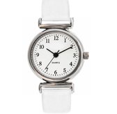 Horloge- Wit-2.5 cm-Leer-Eva-Cijfer aanduiding- Smalle Pols-Charme Bijoux