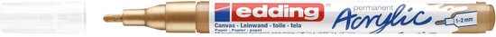 edding 5300 acrylmarker fijn – goud – 1 acrylstift, watervast – fijne ronde punt 1-2 mm – acrylverf voor schilderen op canvas, hobbypapier en hout – acrylstiften voor stenen