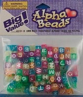 Acryl kralen - alphabet beads 6 mm. multi/trans.160x - 2 pakjes