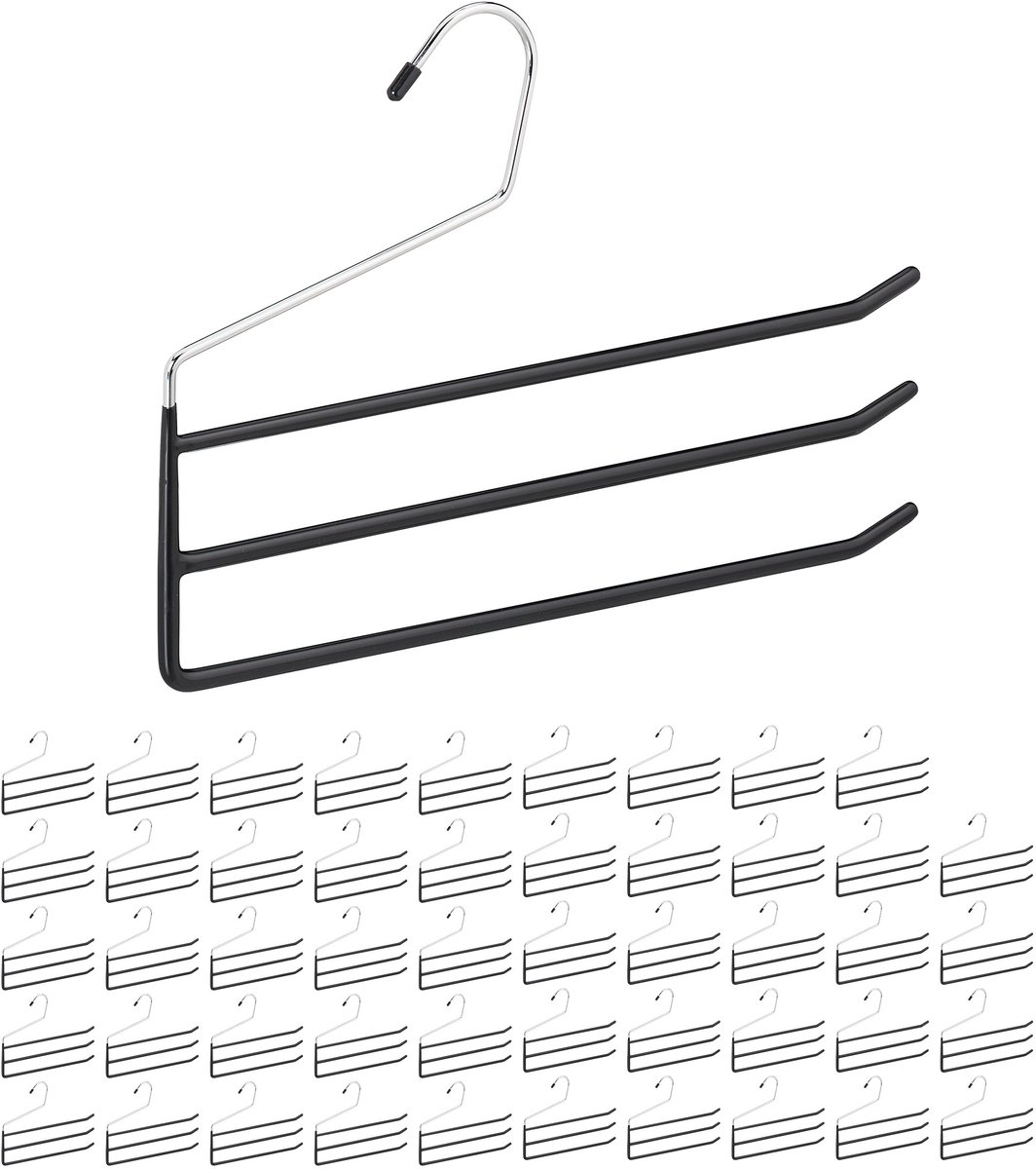 50x broekhangers antislip - kledinghanger voor meerdere broeken - kleerhanger