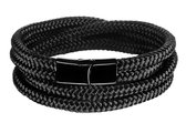 Armband Heren Zwart Surfer Sportief Touw Galeara design Noa Double Scheepstouw armbanden 21.5cm