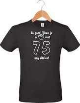 mijncadeautje - T-shirt unisex - zwart - Zo goed kun je er uitzien met  75 jaar - maat M