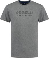Rogelli Logo T-Shirt Sportshirt - Korte Mouwen - Heren - Grijs Gemeleerd - Maat 2XL