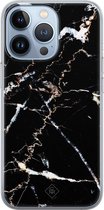 iPhone 13 Pro hoesje siliconen - Marmer zwart | Apple iPhone 13 Pro case | TPU backcover transparant