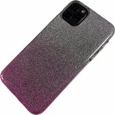 Apple iPhone X / Xs - Silicone glitter hoesje Lauren zilver roze - Geschikt voor