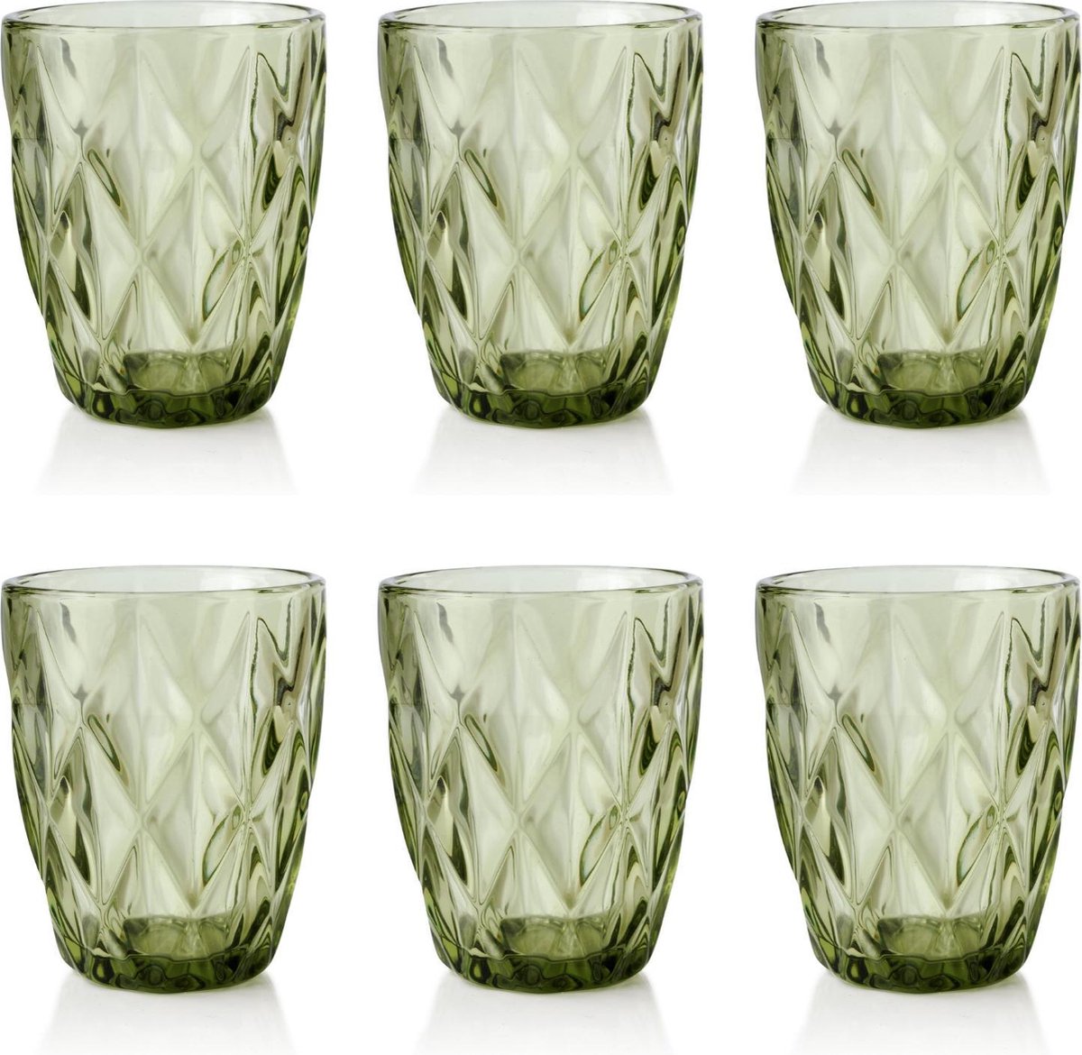 Lucy’s Living Luxe LEAV Green Waterglazen – set van 6 – glas – glazen – dineren – drank – koken – tafelen