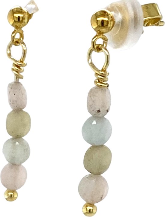 Pat's Jewels boucles d'oreilles dames - clous d'oreilles - boucles d'oreilles pendentifs - bijoux en pierres précieuses - or - Opale