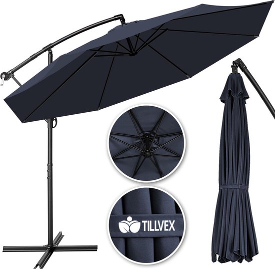 Tillvex- Parasol 3m donkerblauw -zweeparasol -hangparasol- vrijhangende parasol-... bol.com
