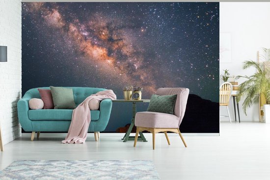 Papier fotobehang Voie lactée sur un paysage de montagne