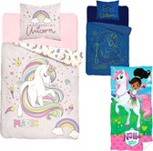 Unicorn dekbedovertrek- 1 persoons 140x200- katoen- Glow in the Dark ! incl. Nella de Ridder Prinses - Strandlaken - 70x140 cm