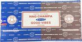 Satya Sai Baba - Nag Champa & Good Vibes Incense - wierook stokjes - box met 12 doosjes - Combo Series