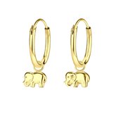 Joy|S - Zilveren baby olifant bedel oorbellen - oorringen - 14k goudplating