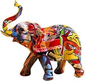 Graffiti Art Decoratief beeld Kleurrijke Olifant 24cm