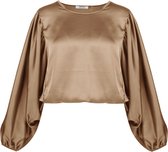 Satijnen Blouse met Vleermuismouwen - Cashew