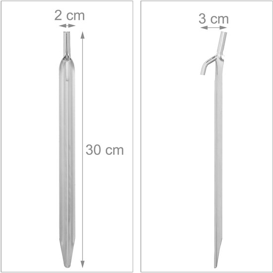 Relaxdays tentharingen - 12 stuks - 30 cm lang - voor harde grond - staal - met haak en kop van Relaxdays — afbeelding 3