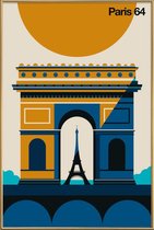 JUNIQE - Poster met kunststof lijst Paris 64 -13x18 /Geel & Ivoor