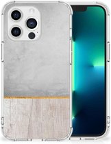 GSM Hoesje Apple iPhone 13 Pro Leuk Telefoonhoesje met transparante rand Wood Beton