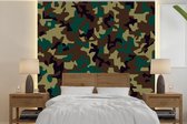 Behang - Fotobehang Camouflage patroon met donkere kleuren - Breedte 350 cm x hoogte 350 cm