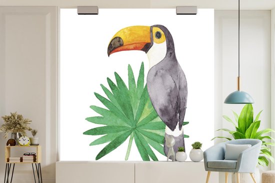 Papier peint photo peint vinyle - Illustration aquarelle d'un toucan largeur 300 cm x hauteur 300 cm - Tirage photo sur papier peint (disponible en 7 tailles)