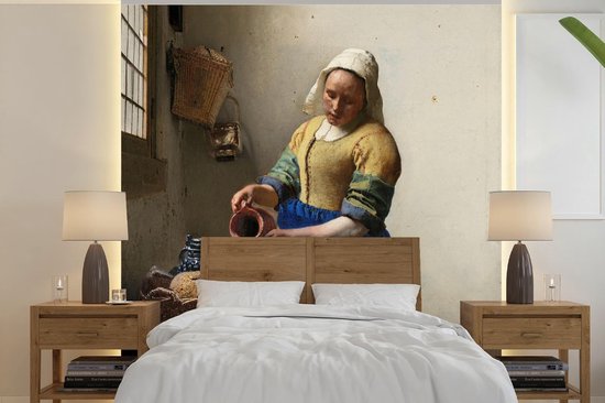 Behang - Fotobehang Het melkmeisje - Schilderij van Johannes Vermeer -  Breedte 240 cm... | bol.com